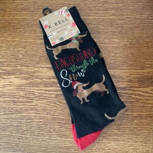 NEW‎ K. Bell Men's 1 Pair Crew Socks "Dachshund Through The Snow" Shoe Sz 6.5-12